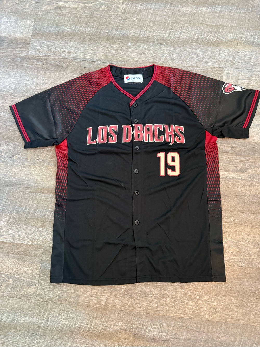 Pepsi Arizona Diamondbacks Black & Red Los D-Backs Baseball Jersey Size XL